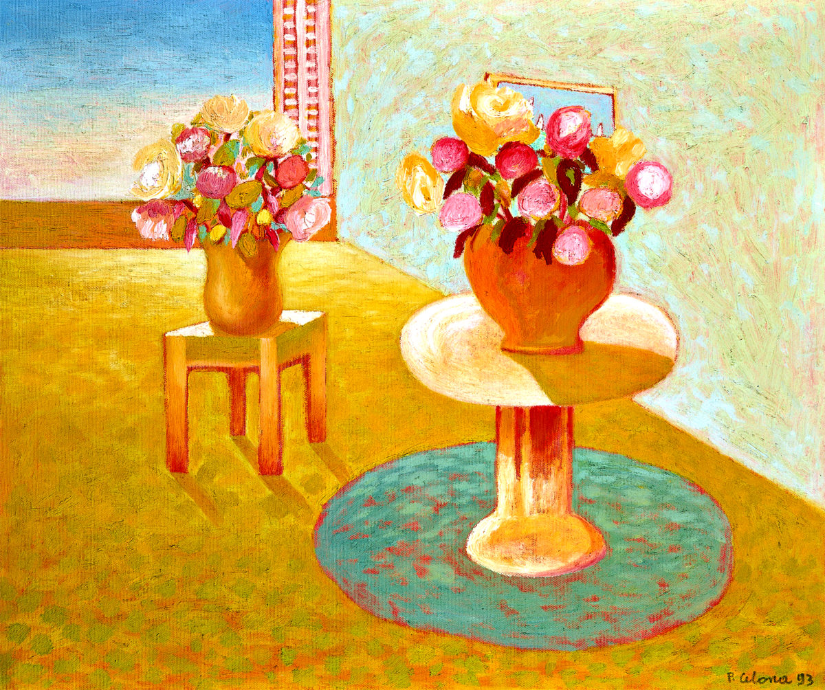Interno con vista e vasi di fiori, 1993
Olio su tela
50 x 60 cm
C201